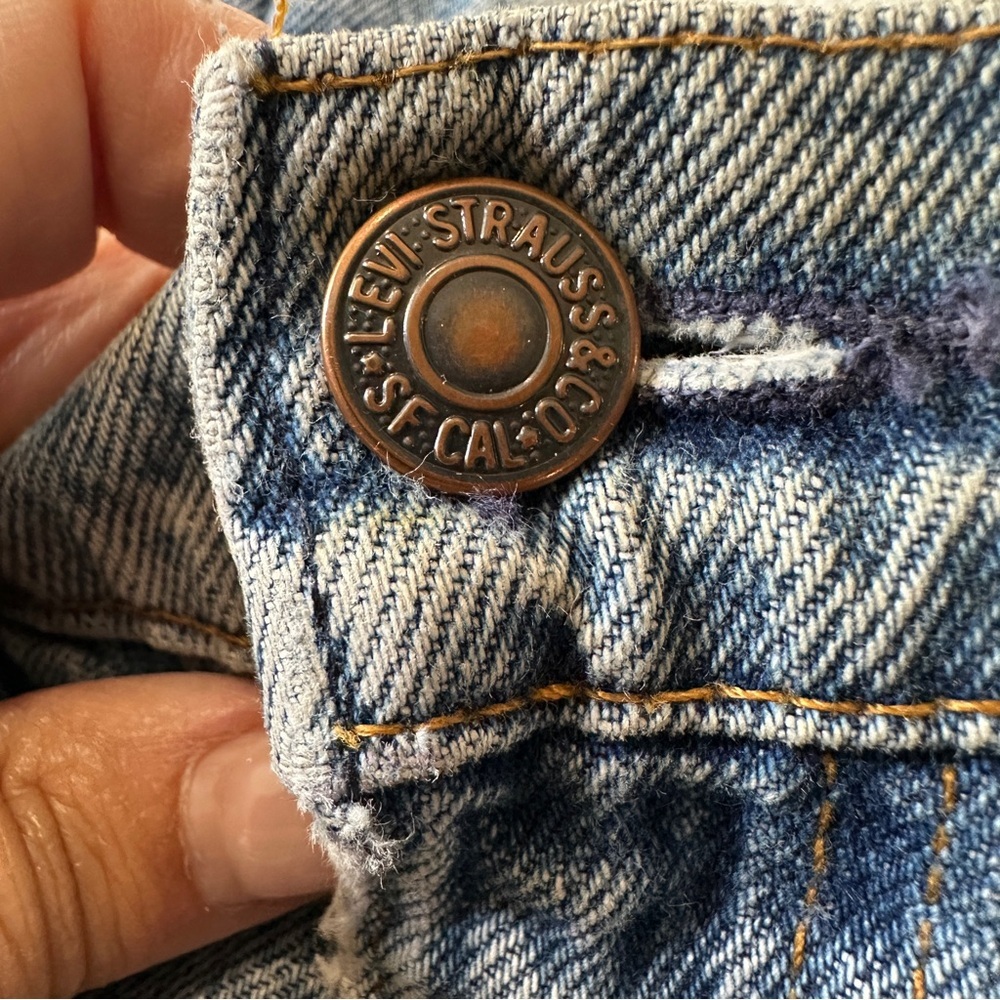 Vintage 80s Levi’s 505 USA Made Zip Fly Straight Leg Distressed Jeans 33x32 - Picture 5 of 13
